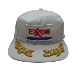 Vintage Headwear White Exxon Snapback Cap Trucker Hat Made in Korea